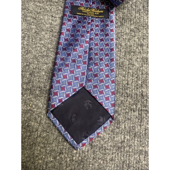Brooks Brothers Irregular Silk Necktie. Blue Red Men's Tie - Picture 3 of 5